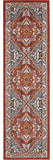 8' Red And Ivory Medallion Distressed Runner Rug