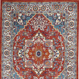 4' X 6' Red And Ivory Medallion Distressed Area Rug