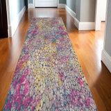 10' Yellow And Gray Coral Runner Rug