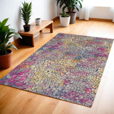 4' X 6' Yellow And Gray Abstract Area Rug