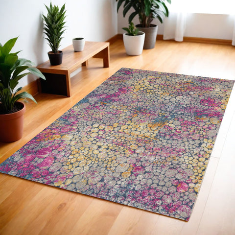 4' X 6' Yellow And Gray Abstract Area Rug