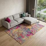 7' X 10' Yellow And Gray Abstract Area Rug