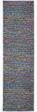6' Blue And Orange Abstract Distressed Runner Rug