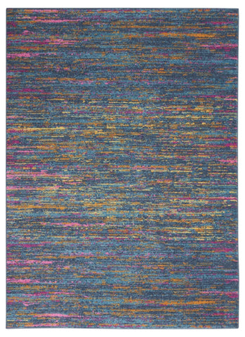 4' X 6' Blue And Orange Abstract Distressed Area Rug