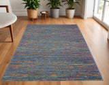 4' X 6' Blue And Orange Abstract Distressed Area Rug