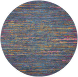 5' Blue And Orange Abstract Distressed Round Rug