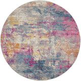 8' X 10' Purple and Ivory Abstract Washable Non Skid Indoor Outdoor Area Rug