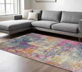 7' X 10' Ivory And Blue Abstract Area Rug