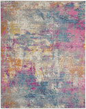 7' X 10' Ivory And Blue Abstract Area Rug