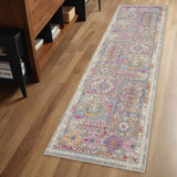 6' Gray And Ivory Abstract Distressed Runner Rug