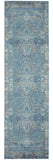 10' Blue And Ivory Southwestern Distressed Runner Rug