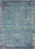 4' X 6' Blue And Ivory Southwestern Distressed Area Rug