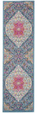 8' Blue And Ivory Medallion Distressed Runner Rug