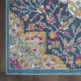 4' X 6' Blue And Ivory Medallion Distressed Area Rug