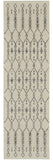 8' Gray And Ivory Geometric Distressed Runner Rug