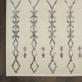 8' Gray And Ivory Geometric Distressed Runner Rug