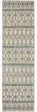 8' Gray And Ivory Geometric Runner Rug