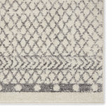 6' Gray And Ivory Geometric Distressed Runner Rug