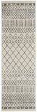 6' Gray And Ivory Geometric Distressed Runner Rug