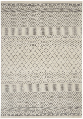 7' X 10' Gray And Ivory Geometric Distressed Area Rug