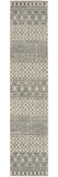 10' Gray And Ivory Geometric Runner Rug