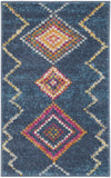 2' X 3' Navy Blue Yellow And Pink Southwestern Distressed Area Rug