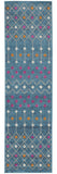 8' Blue And Orange Geometric Runner Rug