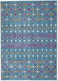 5' X 7' Blue And Orange Geometric Area Rug