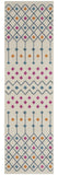 8' Ivory And Blue Geometric Runner Rug