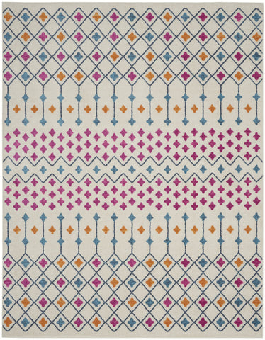 7' X 10' Ivory And Blue Geometric Area Rug