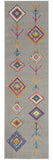 8' Gray And Ivory Geometric Runner Rug
