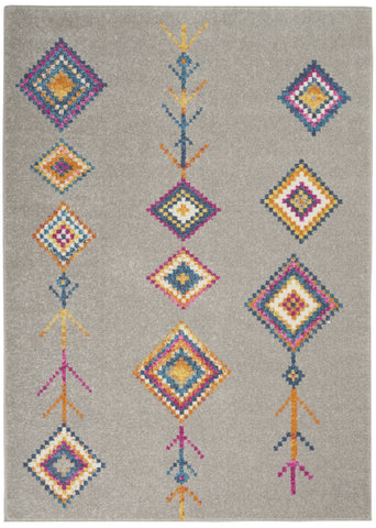 4' X 6' Gray Blue And Orange Tribal Area Rug