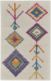 2' X 3' Ivory And Blue Geometric Area Rug