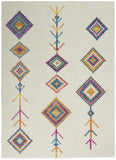 5' X 7' Blue Ivory And Pink Geometric Area Rug