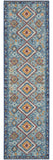 8' Blue And Orange Geometric Runner Rug
