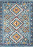 4' X 6' Blue And Orange Geometric Area Rug