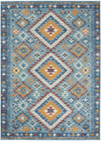5' X 7' Blue And Orange Geometric Area Rug
