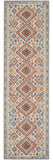 8' Ivory And Blue Geometric Runner Rug