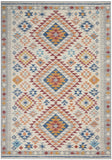 5' X 7' Ivory And Blue Geometric Area Rug