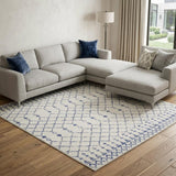 6' X 9' Ivory And Blue Geometric Area Rug