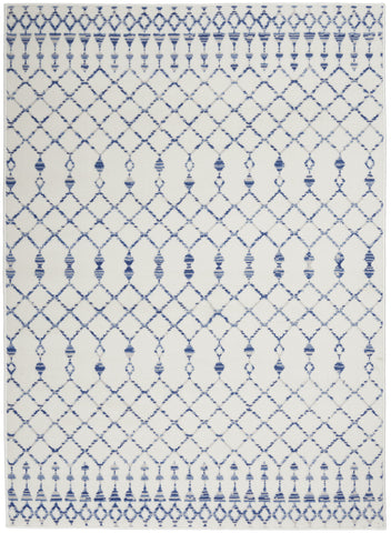 6' X 9' Ivory And Blue Geometric Area Rug