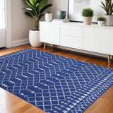 4' X 6' Ivory And Blue Geometric Area Rug