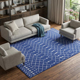 6' X 9' Ivory And Blue Geometric Area Rug