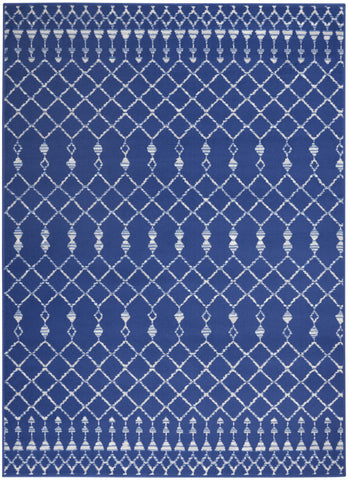 6' X 9' Ivory And Blue Geometric Area Rug