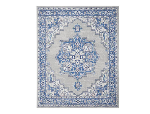 4' X 6' Blue And Gray Medallion Area Rug