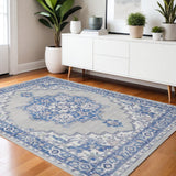 4' X 6' Blue And Gray Medallion Area Rug