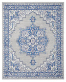 5' X 7' Blue And Gray Medallion Area Rug