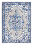 6' X 9' Blue And Gray Floral Area Rug