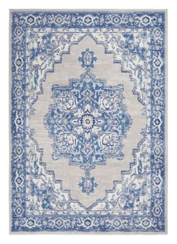 6' X 9' Blue And Gray Floral Area Rug