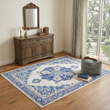 4' X 6' Ivory And Blue Medallion Area Rug
